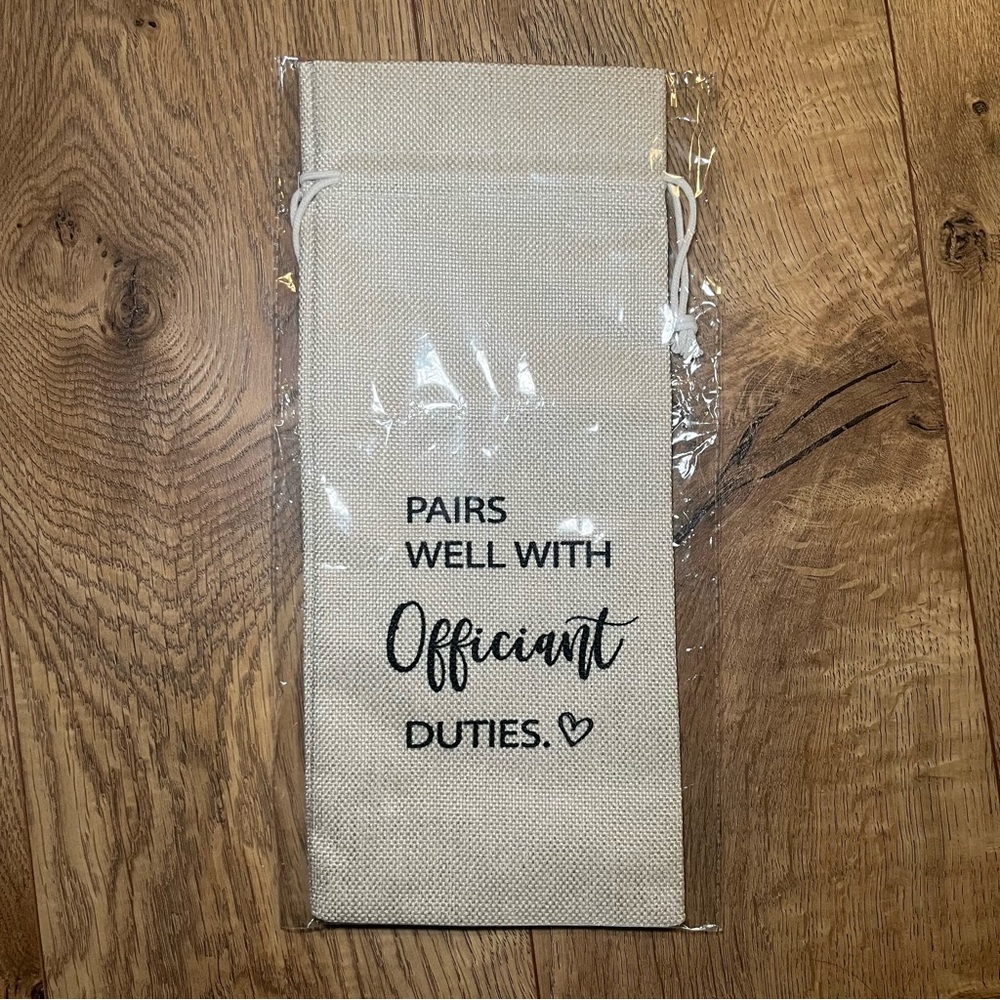 Elegant Cream Canvas Gift Bag For Officiant